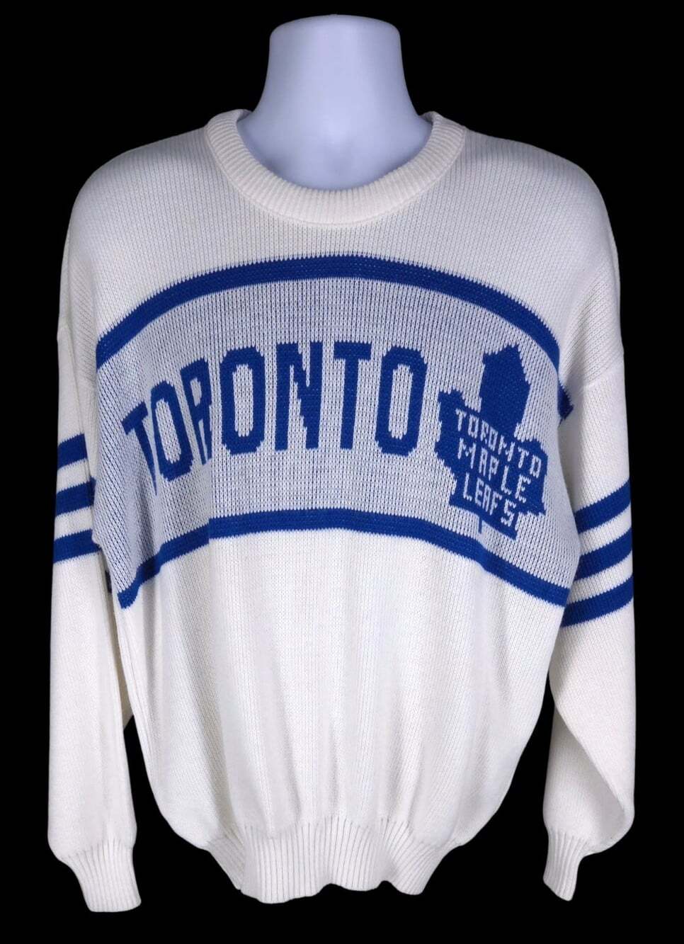 Vintage 90s CCM Toronto Maple Leafs Sweater US L EU 50 Mens White Blue Rare